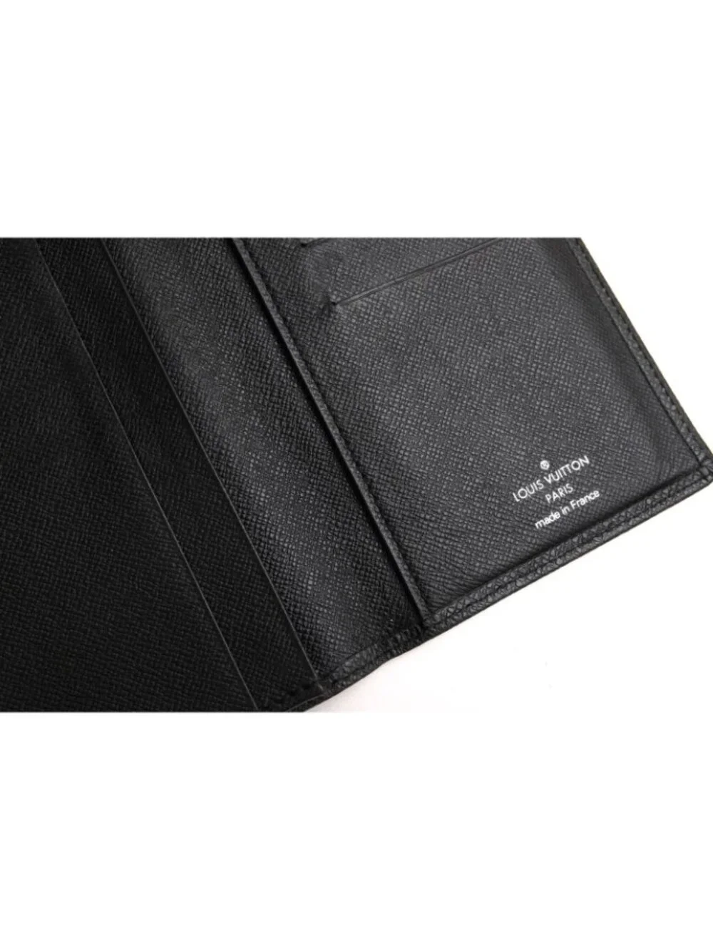 Louis Vuitton Wallet Leather Black Taiga Porto Cartes Credit No Coin Purse